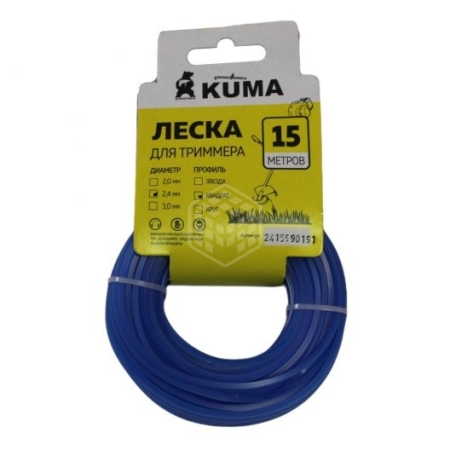Леска для триммеров квадратная KUMA 2,4 15м