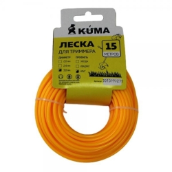 Леска для триммеров с нейлоновым сердечником круг KUMA 3,0 15м