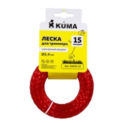 Леска для триммеров скрученный квадрат KUMA 2,4 15м