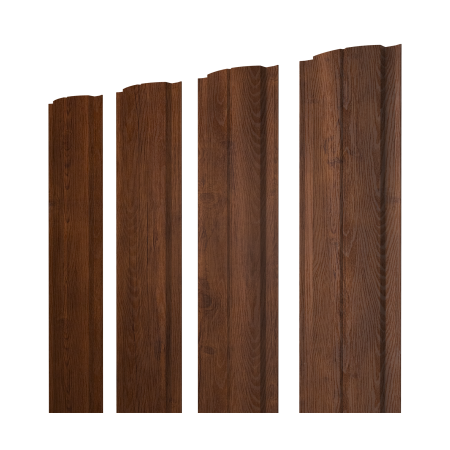 Штакетник Полукруглый Slim с прямым резом 0,45 Print Premium Golden Wood Fresh TwinColor