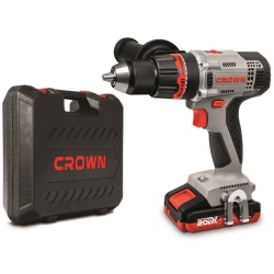Аккумуляторный шуруповерт CROWN СТ21076HМX-2 BMC 2скорости, 2аккумулятора, 1500об/мин, 20В, 2А*ч