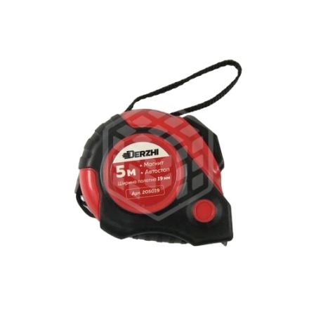 DERZHI ROUND Рулетка 5м*19мм, автостоп, магн.зацеп, обрезиненный корпус 205019