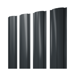Штакетник Полукруглый Slim с прямым резом PE 0,45 RAL 7016 Антрацитово-Серый