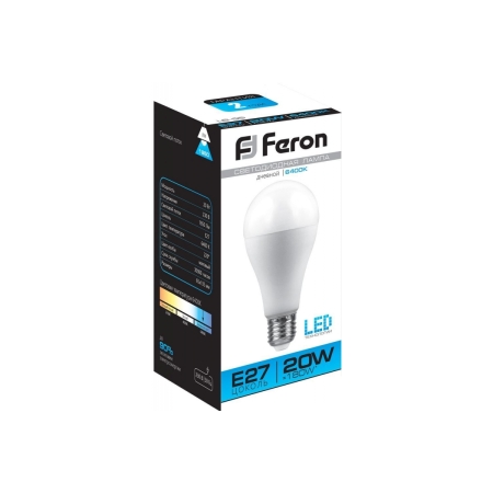 Лампа светодиодная FERON LB-98 (20W) 230V Е27 6400K A65 дневной