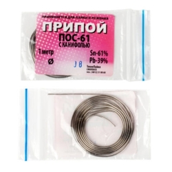 Припой ПОС 61 с канифолью ф1мм 1м ТехноПайка