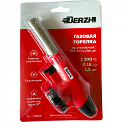 Горелка газ.с пьезо рег.размера пламени под цанг.баллон,DERZNI28808