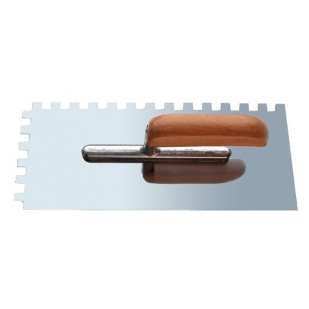Кельма зубчатая нерж. полир. сталь с дерев. руч. 280*130 мм зуб 4*4 мм 888