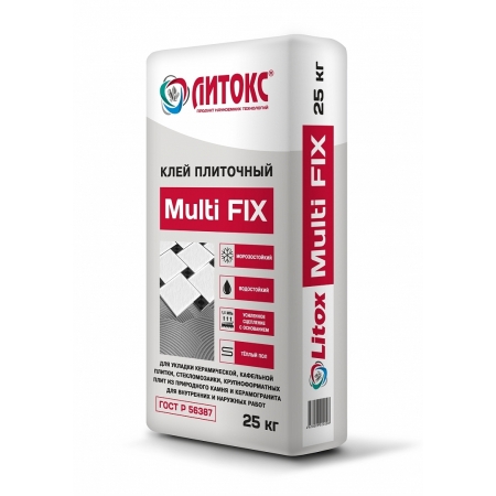 Литокс MULTI-Fix плиточный клей цементный (водост.,морозост.)(25 кг) НАЛ