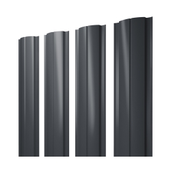 Штакетник Полукруглый Slim с прямым резом 0,4 PE-Matt-Double RAL 7024 Мокрый Асфальт