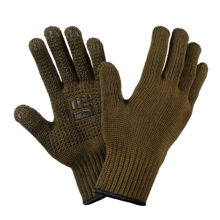 Перчатки х/б с ПВХ 2х-слойные 7,5кл. XL,250,1текс, олива