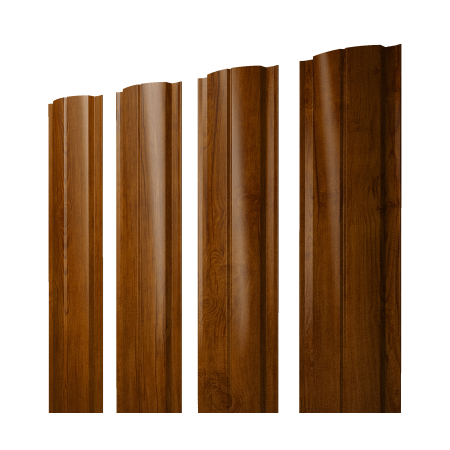 Штакетник Полукруглый Slim с прямым резом 0,45 Print Premium Golden Wood Intense FTC