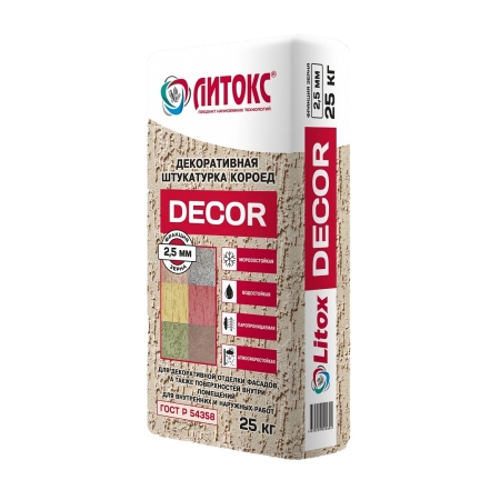 Декоративная штукатурка DECOR Короед 2,5 ЛИТОКС 25 кг