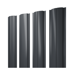 Штакетник Полукруглый Slim с прямым резом 0,5 Satin Matt TX RAL 7024 мокрый асфальт