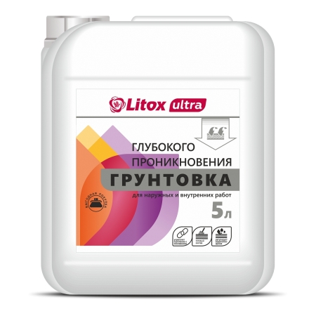 Грунтовка Глубокого проникновения Litox Ultra 5л/5,5кг (для нар. и внутр.работ) ЛИТОКС