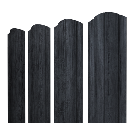 Штакетник Круглый фигурный 0,45 Print Premium Grey Wood TwinColor