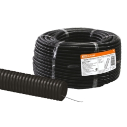 Труба гофр.ПНД d 16 с зондом(100 м) легкая TDM черная