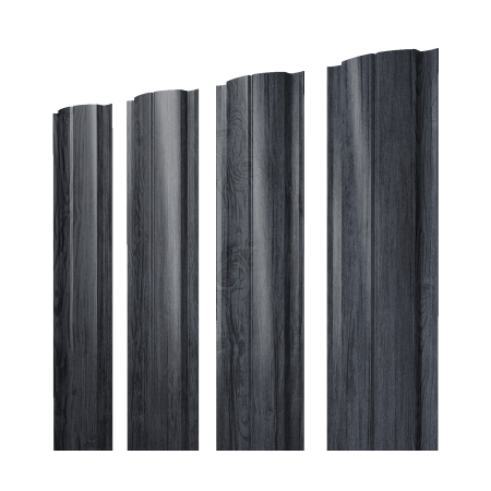 Штакетник Полукруглый Slim с прямым резом 0,45 Print Premium Grey Wood TwinColor