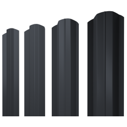 Штакетник М-образный В фигурный 0,45 PE RAL 7024 мокрый асфальт
