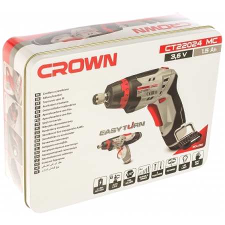 Аккумуляторный шуруповерт CROWN СТ22024 MC 1скорость, 200об/мин, 3,6В, 1,5А*ч