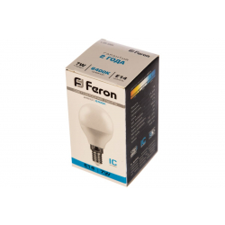 Лампа светодиодная FERON LB-95 16LED (7W) 230V Е14 6400K G45 шарик дневной