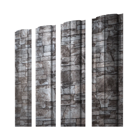 Штакетник Полукруглый Slim с прямым резом 0,45 Print Elite Fine Stone TwinColor