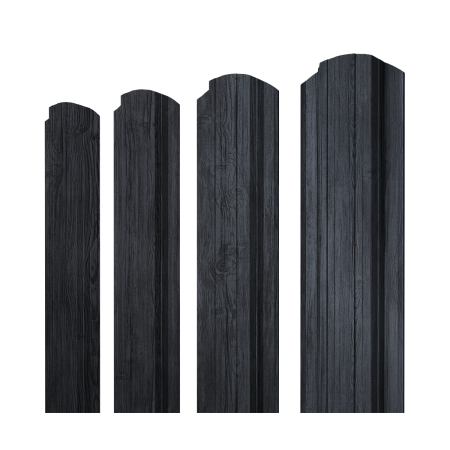 Штакетник Прямоугольный фигурный 0,45 Print Premium Grey Wood TwinColor
