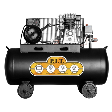 Компрессор P.I.T. РАС100-С (2,5кВт, 3,4 лс, 330 л/мин, 100л, 2цил, 2вых. евро)