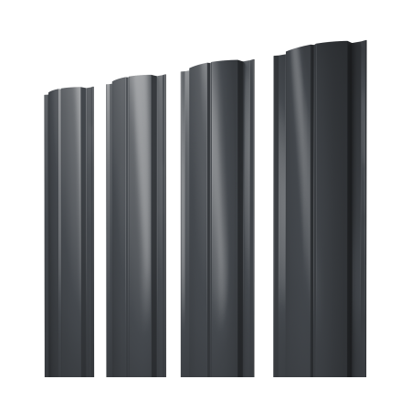 Штакетник Полукруглый Slim с прямым резом PurPro 0,5 RAL 7024 мокрый асфальт
