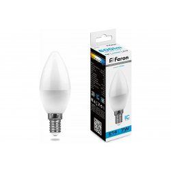 Лампа светодиодная FERON LB-97 16LED (7W) 230V Е14 6400K свеча дневной