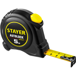 STAYER Рулетка AUTOLOCK обрезиненный корпус, 5м/19мм