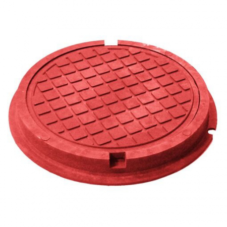 Люк д/колодцев садовый малый 42х42 круглый красный