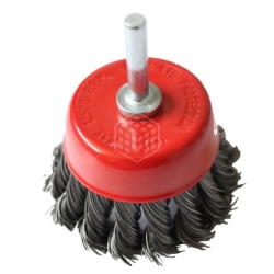 Щетка DERZHI для дрели, чашка со шпилькой 75 мм кручёная металл. проволока 874470