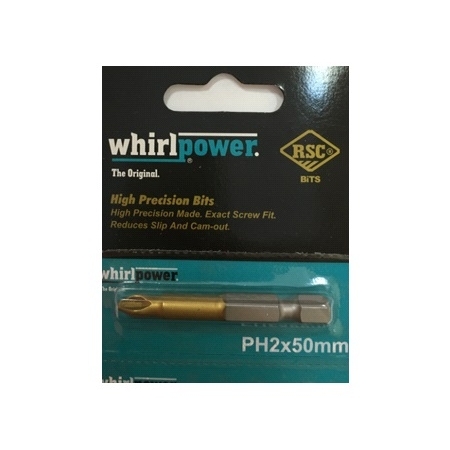 Бита крестообразная WhirlPower PН №2 50 мм с покрытием TiN half