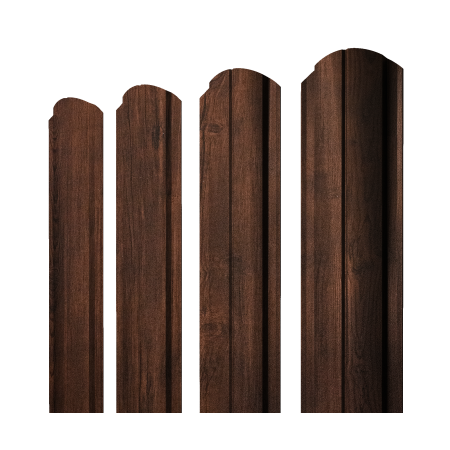 Штакетник Полукруглый Slim фигурный 0,45 Print-Double Premium Cherry Wood Dark F