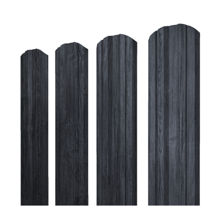 Штакетник Twin фигурный 0,45 Print Premium Grey Wood TwinColor