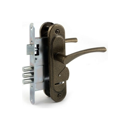 Замок врезной с ручкой Омега ЗВ9.1-01 (сувальный) серебро