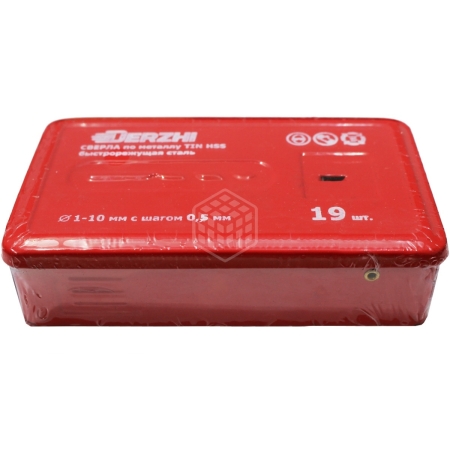 Набор сверл DERZHI п/металлу TIN HSS 19шт (D1-10,шаг0,5) мет.кор. 8302-003