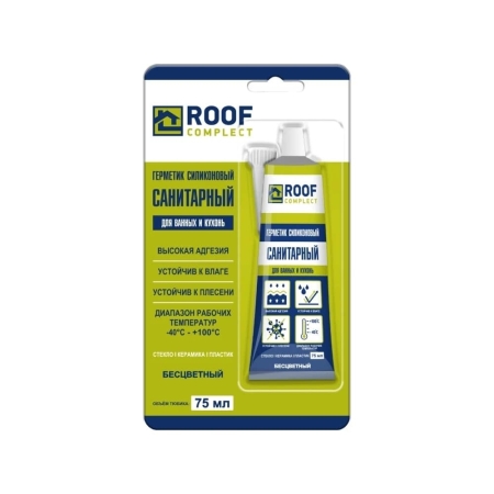 Герметик Roof Complect санитарный в тюбике бесцветный 75 мл