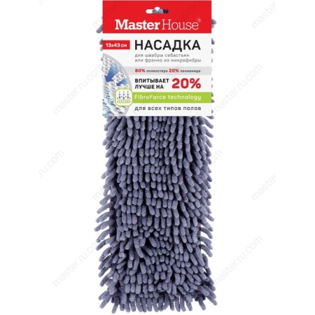 Насадка для швабры из микрофибры Лапша с карман.13*43см,Себастьян 60300 серая
