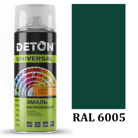DETON Эмаль универсальная RAL 6005 (зеленый мох) 520 мл