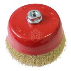 Щетка DERZHI для УШМ, чашка 125 мм М14 латунированная витая проволока 874606