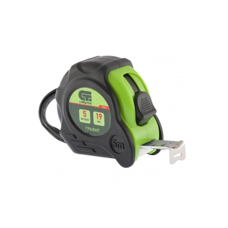 Рулетка Графит, обрезиненный корпус, амортизатор, 5м*19мм/Сибртех