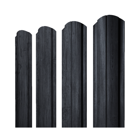 Штакетник Полукруглый Slim фигурный 0,45 Print Premium Grey Wood TwinColor