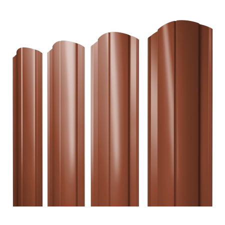 Штакетник Круглый фигурный 0,45 PE RAL 8004 терракота