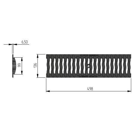 Решетка Aquastok Norma DN100 А15 500х136х15