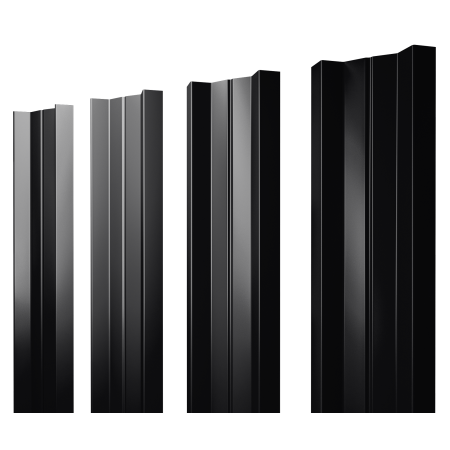 Штакетник М-образный А с прямым резом 0,45 PE-Double RAL 9005 черный