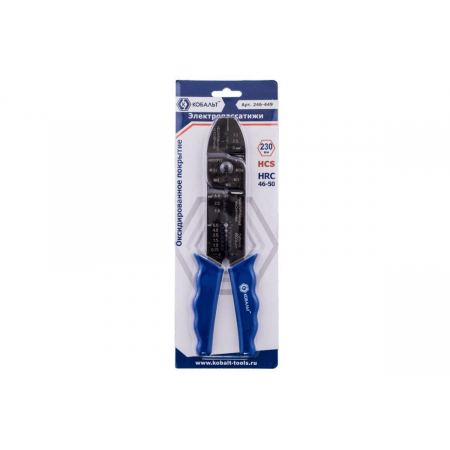 Электропассатижи КОБАЛЬТ 0.8 - 2.6 мм, обжим наконечников, кусачки, винторез, 230 мм (1 шт.) блистер